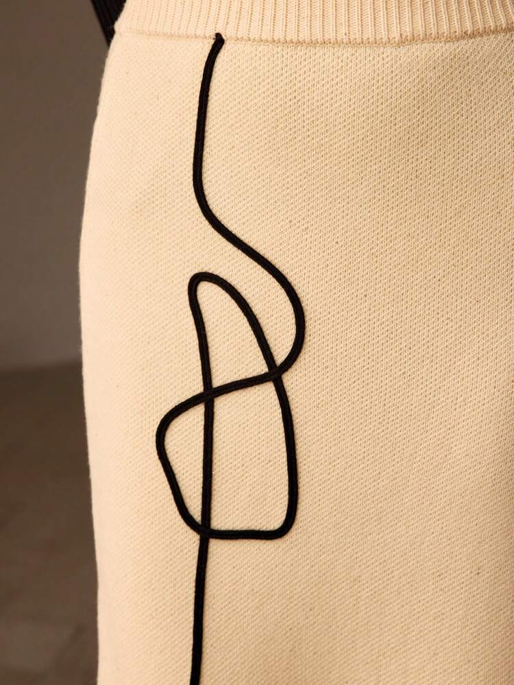 GRAPHIC PATTERN PENCIL KNIT SKIRT