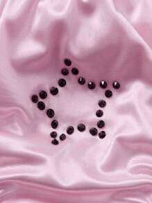 ROMWE Kawaii 3pcs/Set Y2K Ruched Satin Panties With Star Rhinestone Decor