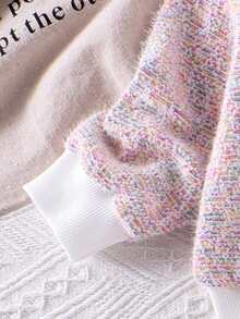 Bộ đồ bé gái xuân/thu mới cổ tròn dệt kim dài tay + quần ống loe - Hồng - Xem 4