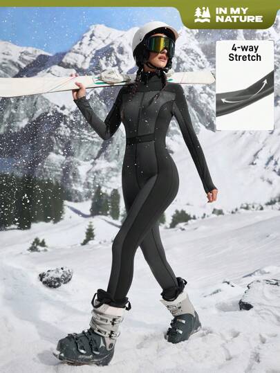 In My Nature 1 套户外/露营/徒步旅行/城市通勤高弹力亲肤针织女式连体裤，冬季服装