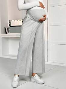 SHEIN Maternity Pants With Pockets, Elastic Waist, Casual And Versatile Loose Fit