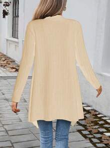 SHEIN Unity Women's Casual Solid Color Asymmetric Hem Jacket, Autumn Fall Cloth For Women - Khaki - View 2