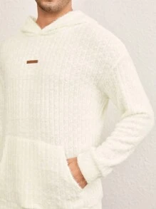 Manfinity NXTstreet Men's Loose Drop Shoulder Long Sleeve Casual Hoodie Sweatshirt, Suitable For Everyday Wear - White - View 4