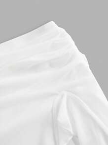 Sweetina Solid Color Asymmetric Ruffle Hem Elegant A-Line Skirt