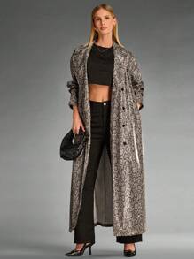 SHEIN BAE 1 pieza Chaqueta larga de mujer con estampado de piel de serpiente, para otoño