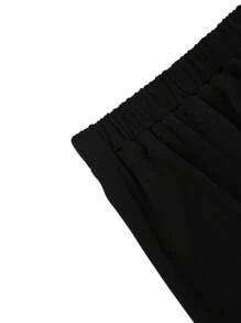 SHEIN Clasi 女士秋冬流苏链条装饰西装外套和阔腿裤套装 - 黑色 - 查看 8
