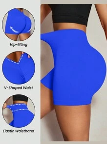 SHEIN Sport Studio Women Sports Shorts With Ruching Waistband, Sexy Enhancing Yoga Fitness Stretch ComfortableWomen Sweat Short, Gym Short, Biker Short