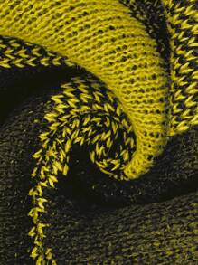 SHEIN Unity Plus Size Plaid Asymmetric Hem Casual Crew Neck Long Sleeve Sweater Knit Pullover Fall Winter - Yellow - View 5