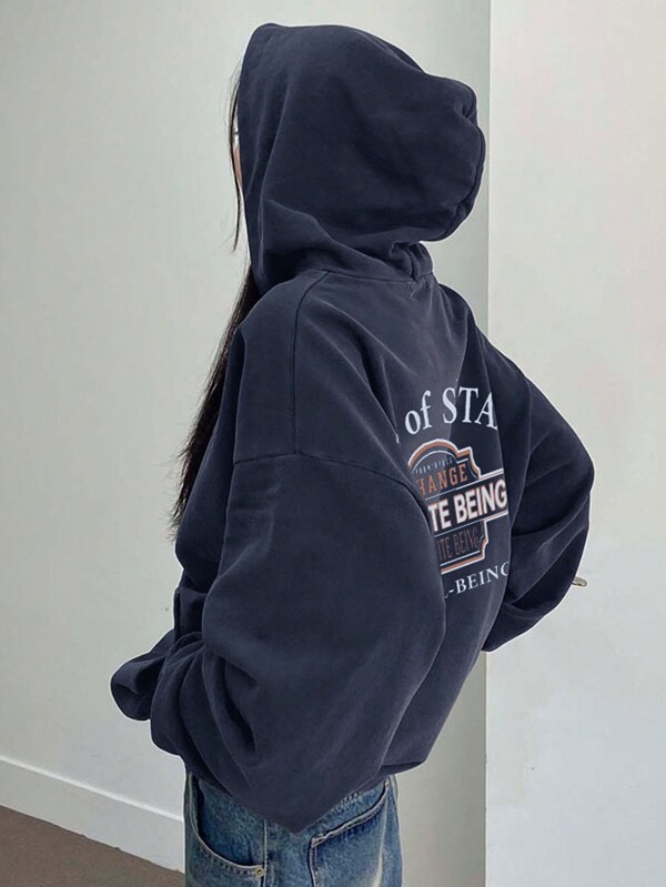 DAZY Sudadera con capucha para mujer con estampado, ajuste holgado con forro térmico, estilo streetwear, ropa de otoño