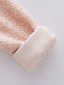 SHEIN 青少年女孩毛茸茸领子系带保暖优雅外套