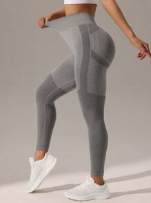 Easithlete Damen einfarbige, hochgeschnittene, einfache, nahtlose Leggings für den Lässig-Alltag