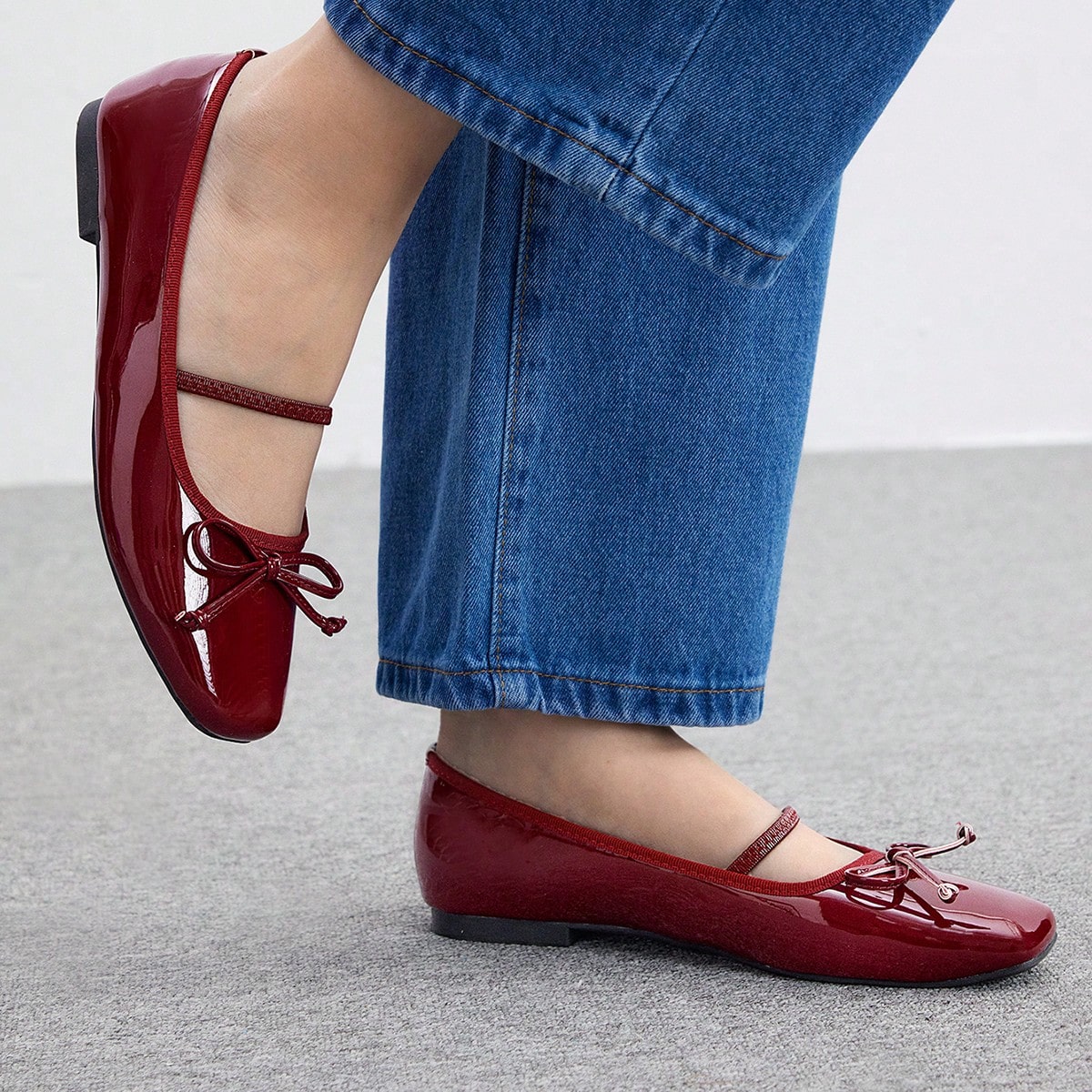 Zapatos planos con decoración de lazo de moda para mujer, color BURDEOS, zapatos planos para el otoño, Año Nuevo, Día de San Valentín