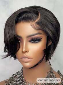 Direto Corte Pixie Curto Humano Perucas De Cabelo 1B Real Acessível Cabelo Substituição Peruca Barato Uso Diário Peruca Para Principiante Amigável Natural Preto Cor - Natural Black - Ver 3