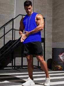 Manfinity Running Débardeur casual sport à capuche minimaliste avec imprimé de lettre pour homme