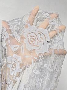 Rafferiza 2025 新款夏季 V 领长袖蕾丝晚礼服，花卉印花，女款