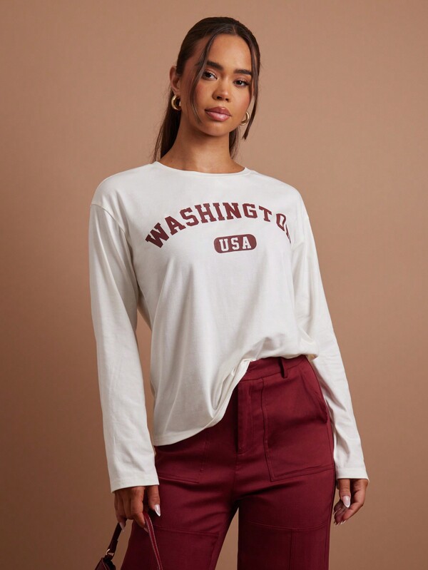 COSMINA Camiseta holgada para mujer de manga larga con estampado gráfico casual