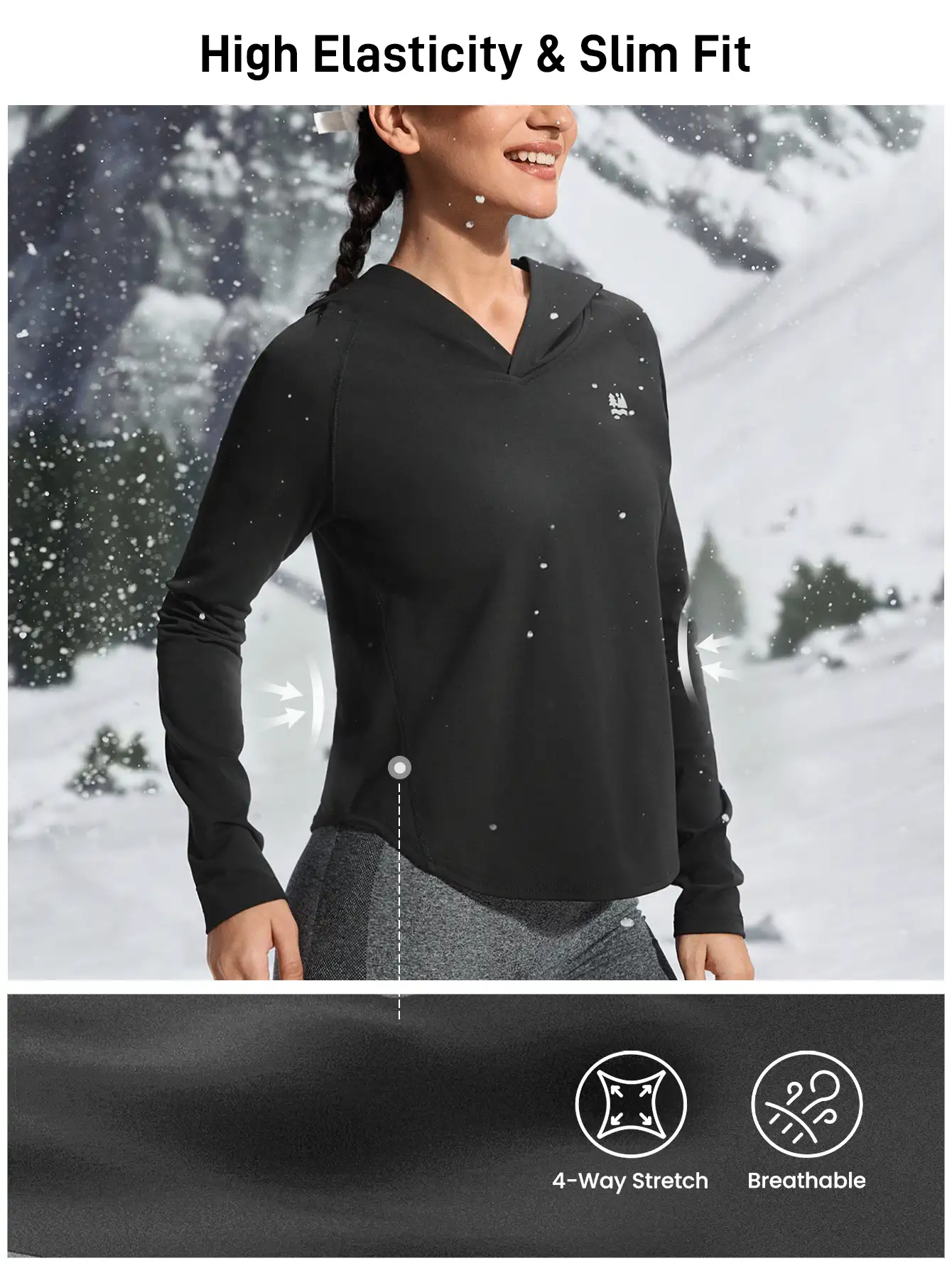 In My Nature 女士户外连帽衫和运动衫 冬季女士上衣 - 黑色 - 查看 2