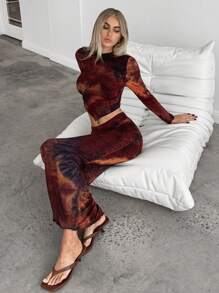 SHEIN Essnce Set de două piese Tie Dye pentru damă