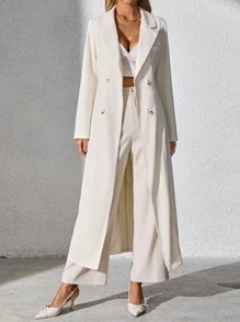 Chiquease Áo khoác Blazer dài tay tối giản giản dị cài nút phía trước cho nữ - Màu be - Xem 6