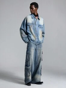 NEON BLANC Men's Casual Woven Long Sleeve Denim Jacket, Autumn/Winter