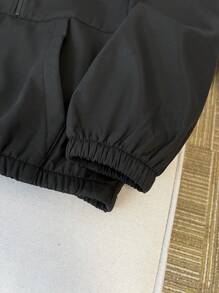 SHEIN Leap Crew 青少年男孩 1 件休闲学院复合保暖内衬保暖连帽半襟套头衫长袖编织夹克返校节；文艺复兴；秋季服装；青少年男孩服装；机场；鸡尾酒会；秋冬 - 黑色 - 查看 8