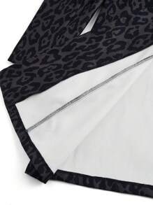 SHEIN Clasi Áo khoác dài họa tiết da báo cổ khoét cỡ lớn cho nữ, dùng cho mùa đông - Xám - Xem 7