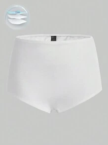 SHEIN EZwear 夏季弹性腰部休闲纯色骑行短裤 - 白色 - 查看 1