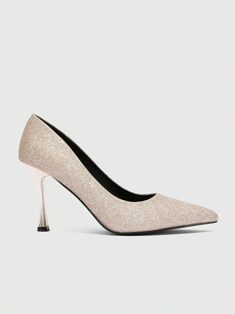 CUCCOO SZL Pointed Toe Slim High Heel Fashionable Sparkling Stylish Formal Party Office Wear High Heels For Women Valentine's Day
