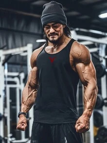 Manfinity Sport Corelite Áo ba lỗ thể thao lưng chữ Y in họa tiết Boyfriend dành cho nam, dùng khi tập gym - màu đen - Xem 3