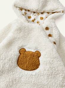 Cozy Pixies 1 Pc Baby Bear Embroidery Hooded Sleeping Bag, Warm For Autumn/ - White - View 7