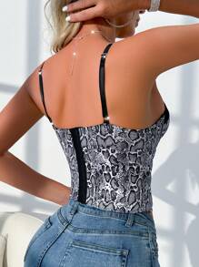 Chiquease Áo hai dây họa tiết da báo đen trắng gợi cảm cho nữ Áo thun họa tiết ren - Nhiều màu - Xem 2