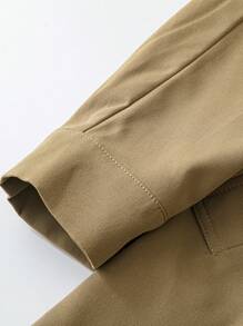 SHEIN LUNE Abrigo de trinchera casual de mujer de manga raglán y cintura con cordón, unicolor - Caqui - Ver 5
