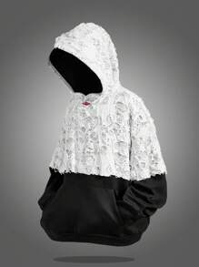 Manfinity VCAY 秋冬大码男士宽松针织连帽毛衣，做旧设计 - 彩色 - 查看 1