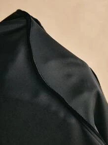 Poéselle Y2K Lace-Up Button Long Sleeve Slit Hem Jacket Shirt, Women's Clothing, Winter Clothing, Casual Women's Clothing, Solid Color, Black Shirt, PU Long Sleeve Top,Women's Black Jacket, Long Sleeve Shirt For Christmas, New Year
