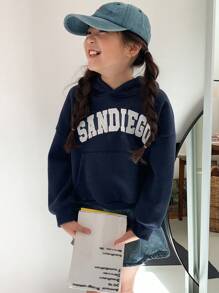 DAZY Tween Girls Letter Print Sweatshirt, Fall,Back To School Clothes - Navy Blue - View 6