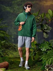 In My Nature Men's Letter Print Half-Zip Raglan Sleeve Hoodie For Outdoor Men Clothes Fleece Zip-Up Hooded Jacket,Thick Casual Versatile Knit Jacket,For Sports And Outdoor Activities,Boyfriend Style,Winter Outfit For Men, Jacket For Men,Good Quality Fabric,Designed Specifically For Outdoor,Men Essentials Jacket,Christmas Gifts,Halloween Gifts,Autumn/Winter - Green - View 6