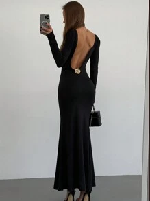 Aloruh 女士露背蝴蝶金属装饰鱼尾连衣裙，适合圣诞节、万圣节和派对