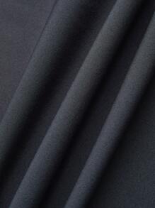 Calvaya 大码女式撞色纽扣腰带斜口袋阔腿休闲裤 - 棕色 - 查看 6