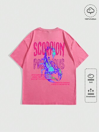Goth T-shirt Imprimé Pour Hommes Avec Le Slogan Scorpion