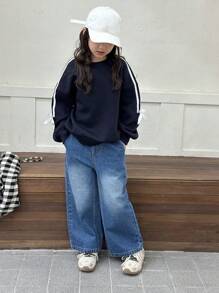 Dazy Kids Tween Girls Crew Neck Fleece Lined Sweatshirt, Fall