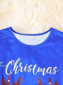 Christmas Deer Print Men Pajama Set - Multicolor - View 3