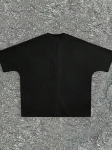 Manfinity VCAY Camiseta casual de manga corta de punto holgado con estampa gráfica para hombre, moda, regalo para el novio, para salir