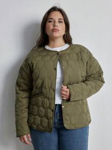 Aveloria Modichic Plus Size Casual Solid Color Dual Pocket Padded Padded Coat Clothes Winter 