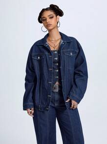 SHEIN Jeanoir Chaqueta vaquera suelta y casual para mujeres