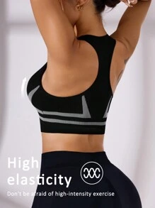SHEIN Sutien sport fără cusături de culoare contrastantă pentru femei pentru fitness de zi cu zi