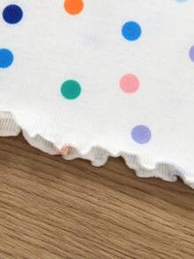 SHEIN Genkimix Kids 4pcs/Set Young Girl Casual Minimalist Bow, Heart & Polka Dot Print T-Shirt, School, Campus, College Summer Holiday - Multicolor - View 7