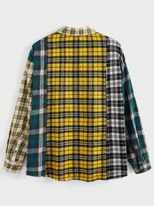 Manfinity VCAY Camisa de manga larga holgada de talla grande para hombre con estampado de cuadros multicolor, otoño - Multicolor - Ver 2