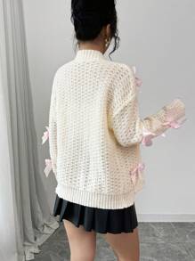 Chiquease Ladies' Casual Everyday Cardigan With Bow Decor, Suitable For Autumn/Winter