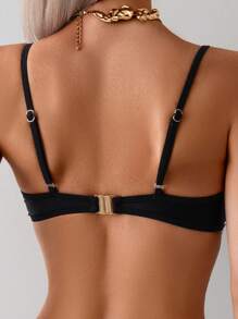 Swim Vcay Đồ bơi một mảnh hở cổ sâu Chill Girl có gọng mùa hè - Đen và trắng - Xem 5
