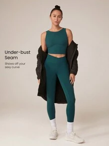 GLOWMODE FeatherFit™ 长款 U 型背心运动文胸背心低冲击瑜伽日常 - 墨綠色 - 查看 4